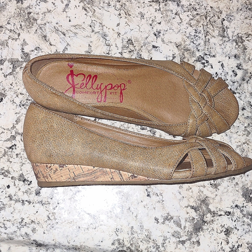 Jellypop Maestro Faux Leather Woven Open-Toe Wedges